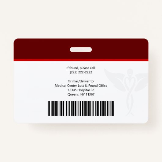 Name des Mitarbeiters ID des Red Horizontal Templa Ausweis (Rückseite)