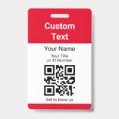Name des Mitarbeiters ID Titel und QR Code einfach Ausweis (Vorderseite)