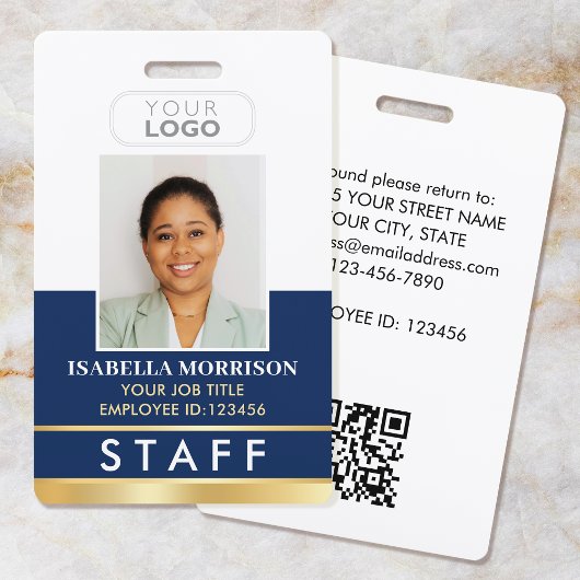 Name des Mitarbeiters Logo Navy Gold Gradient Ausweis