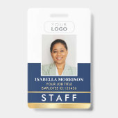 Name des Mitarbeiters Logo Navy Gold Gradient Ausweis (Vorderseite)