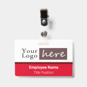 Name des Mitarbeiters mit horizontalem Stil, Rot Ausweis (Front with Clip)