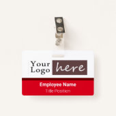 Name des Mitarbeiters mit horizontalem Stil, Rot Ausweis (Vorderseite mit Klammer)