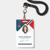 Name des Mitarbeiters QR und Strichcode des geomet Ausweis (Vorderseite mit Lanyard)