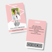 Name des Mitarbeiters Strichcode Logo Rosa Geo-ID Ausweis (Vorder- & Rückseite)