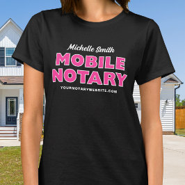 Name des mobilen Notars rosa Schwarz T-Shirt