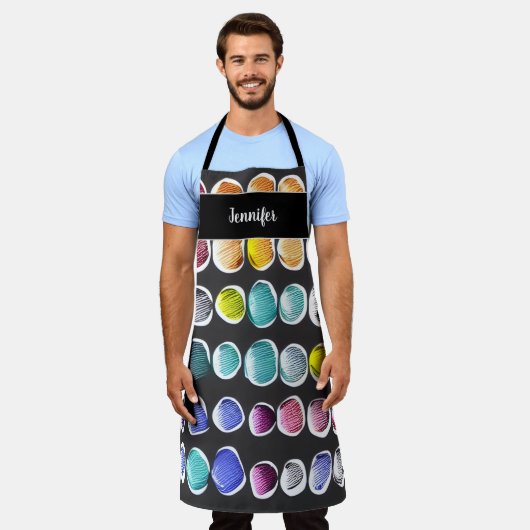 Name des modernen Aquarellkunstmusters Monogramm Schürze (Getragen)