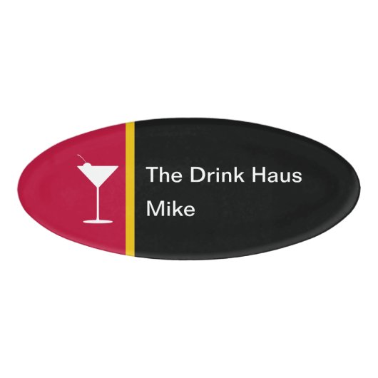 Name des modernen Barkeepers Cocktail Glass Namenschild (Vorderseite)