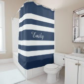 Name des modernen Blauen Streifens Duschvorhang (Beispiel)