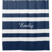 Name des modernen Blauen Streifens Duschvorhang (Vorderseite)