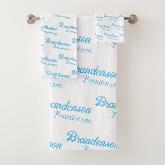 Name des modernen blauen Texts| Kalligrafie Badhandtuch Set (Insitu)