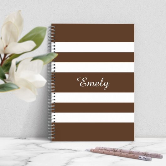 Name des modernen braunen Streifen Notizblock