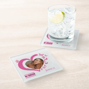 Name des modernen Brustkrebs-Kriegers (Foto) Glasuntersetzer