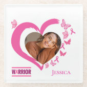 Name des modernen Brustkrebs-Kriegers (Foto) Glasuntersetzer (Vorderseite)