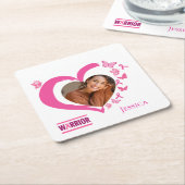 Name des modernen Brustkrebs-Kriegers (Foto) Rechteckiger Pappuntersetzer (angewinkelt)