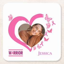 Name des modernen Brustkrebs-Kriegers (Foto) Rechteckiger Pappuntersetzer