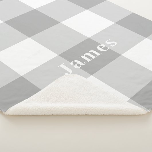 Name des modernen Gingham Pattern Monogram Sherpadecke (3/4)