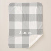 Name des modernen Gingham Pattern Monogram Sherpadecke (Vorderseite)
