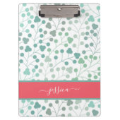 Name des modernen grünen Blumenmusters Klemmbrett (Vorderseite)