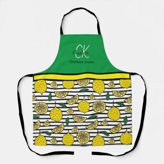 Name des modernen Lemon-Musters Monogram Schürze (Vorderseite)