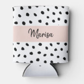 Name des modernen Monogramms | Pastellrosa und sch Dosenkühler (Vorderseite)