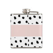 Name des modernen Monogramms | Pastellrosa und sch Flachmann (Rückseite)