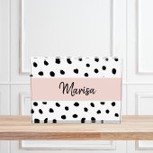 Name des modernen Monogramms | Pastellrosa und sch Fotoblock