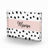 Name des modernen Monogramms | Pastellrosa und sch Fotoblock (Rechts)