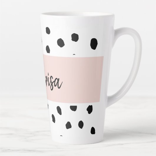 Name des modernen Monogramms | Pastellrosa und sch Milchtasse (Rechts)