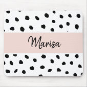 Name des modernen Monogramms | Pastellrosa und sch Mousepad (Vorne)