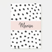 Name des modernen Monogramms | Pastellrosa und sch Post-it Klebezettel (Vorderseite)