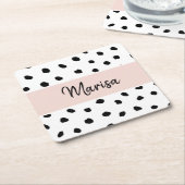 Name des modernen Monogramms | Pastellrosa und sch Rechteckiger Pappuntersetzer (angewinkelt)