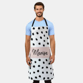 Name des modernen Monogramms | Pastellrosa und sch Schürze (Getragen)