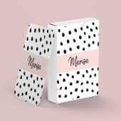 Name des modernen Monogramms | Pastellrosa und sch Spielkarten
