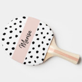 Name des modernen Monogramms | Pastellrosa und sch Tischtennis Schläger (Seitenansicht)