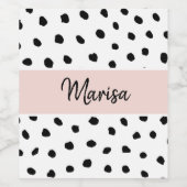 Name des modernen Monogramms | Pastellrosa und sch Weinetikett (Einzelnes Label)