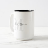 Name des modernen Monogramms Zweifarbige Tasse (Vorderseite Links)