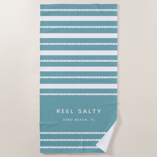 Name des modernen Nautical Rope Strip Boats Strandtuch (Vorderseite)