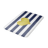 Name des modernen Navy Blue Stripes Badematte (Schrägansicht)
