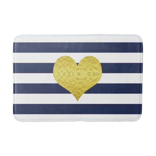 Name des modernen Navy Blue Stripes Badematte (Vorderseite)