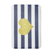 Name des modernen Navy Blue Stripes Badematte (Vorderseite Vertikal)