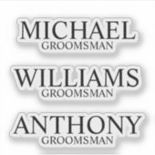 Name des modernen Personalisierten Trauzeugen Aufkleber (Vorderseite)