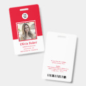 Name des modernen Red Foto Barcode Business-Logos Ausweis (Vorder- & Rückseite)