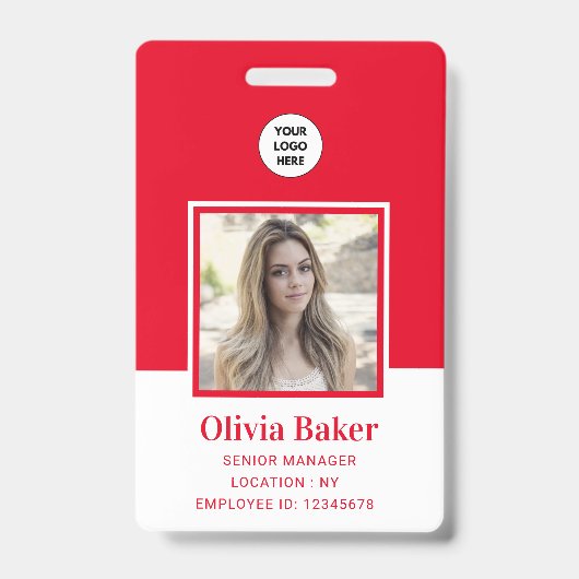 Name des modernen Red Foto Barcode Business-Logos Ausweis (Vorderseite)