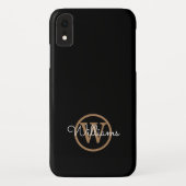 Name des modernen schwarzen Monogram-Skripts Case-Mate iPhone Hülle (Rückseite)