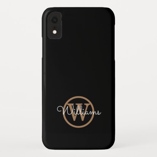 Name des modernen schwarzen Monogram-Skripts Case-Mate iPhone Hülle (Rückseite)