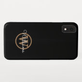 Name des modernen schwarzen Monogram-Skripts Case-Mate iPhone Hülle (Rückseite (Horizontal))