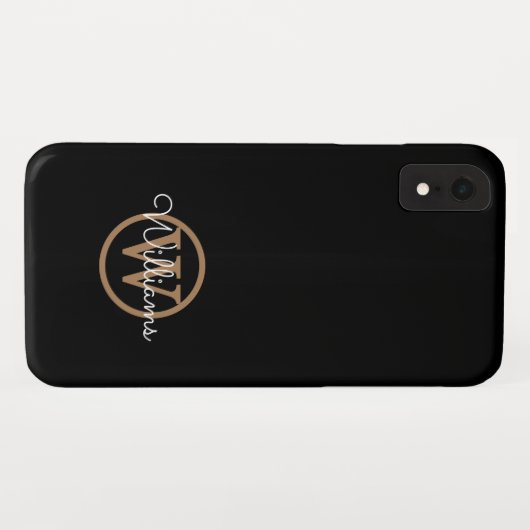 Name des modernen schwarzen Monogram-Skripts Case-Mate iPhone Hülle (Rückseite (Horizontal))