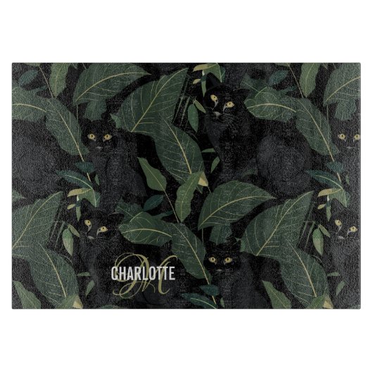 Name des modernen schwarzen Panther-Musters Monogr Schneidebrett (Vorderseite)