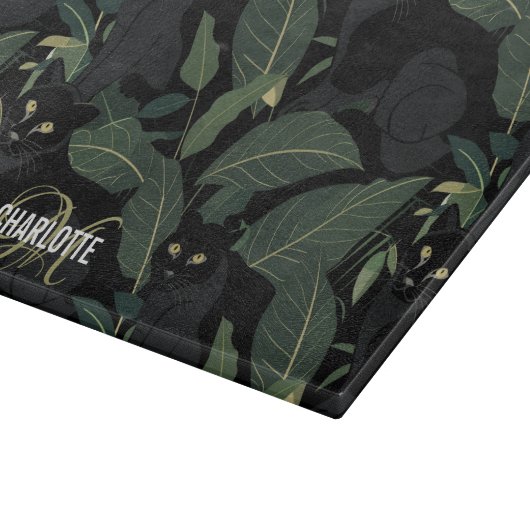 Name des modernen schwarzen Panther-Musters Monogr Schneidebrett (Ecke)