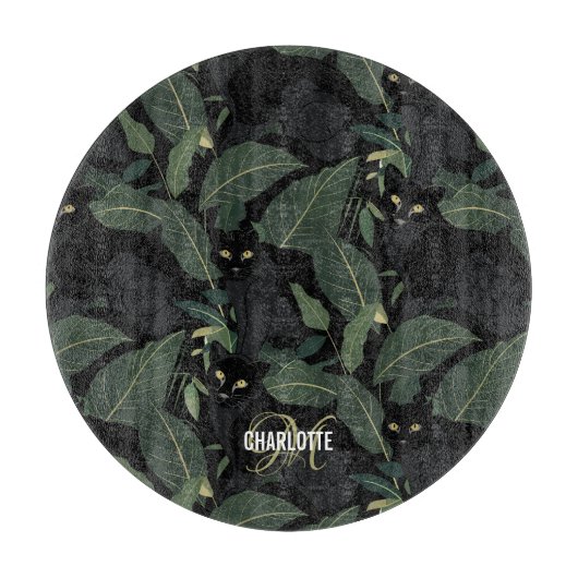 Name des modernen schwarzen Panther-Musters Monogr Schneidebrett (Vorderseite)